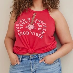 Torrid Classic Fit Heritage Slub Hi Neck Oversized Good Vibes Top …
